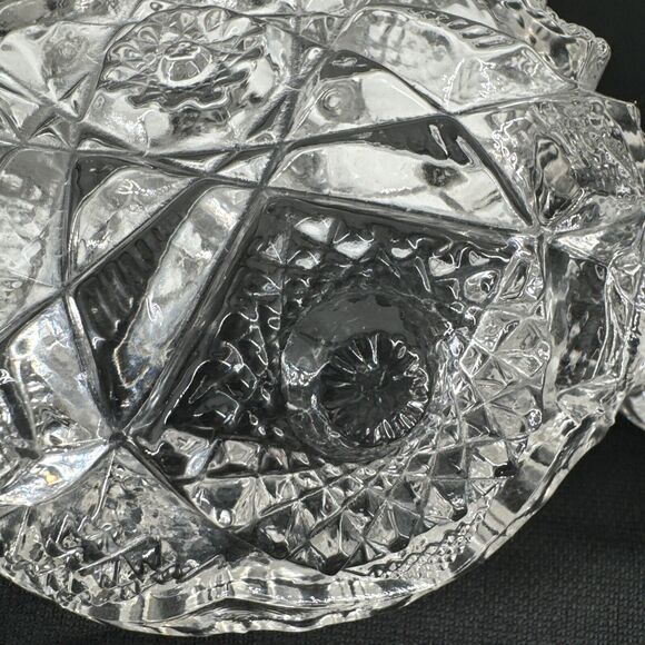Glass Handled Nappy Dish Vintage T.B. Clark Huyler #587 American Brilliant Cut - Picture 10 of 14